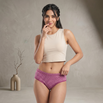 Cotton-Rich Mid-Waist Printed Brief Panty For Women
