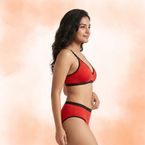Cotton-Rich Full Coverage Everyday Lingerie Set For Women