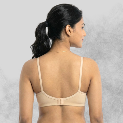 Cotton Rich Full Coverage Solid Double Layered T-Shirt Bra For Women