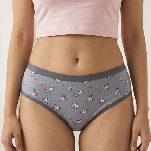 Lycra Mid-Waist Printed Brief Panty For Women
