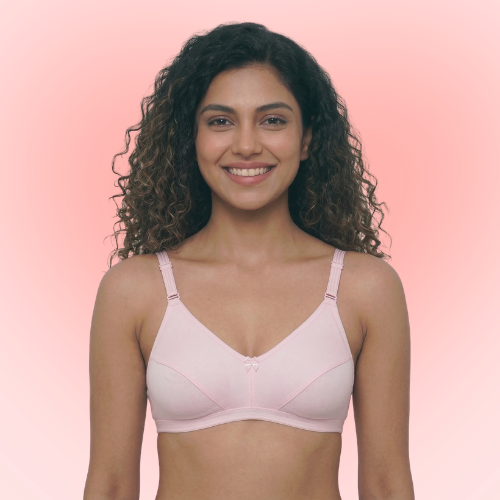 Cotton-Rich Full Coverage Solid Lightly Padded Bra For Women