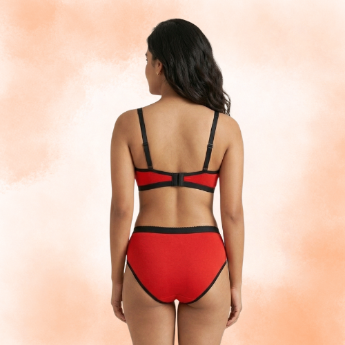 Cotton-Rich Full Coverage Everyday Lingerie Set For Women