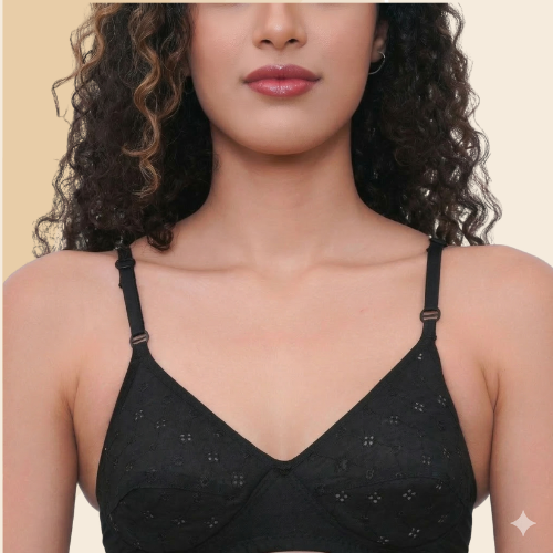 Cotton-Rich Full Coverage Solid Lightly Padded Bra For Women