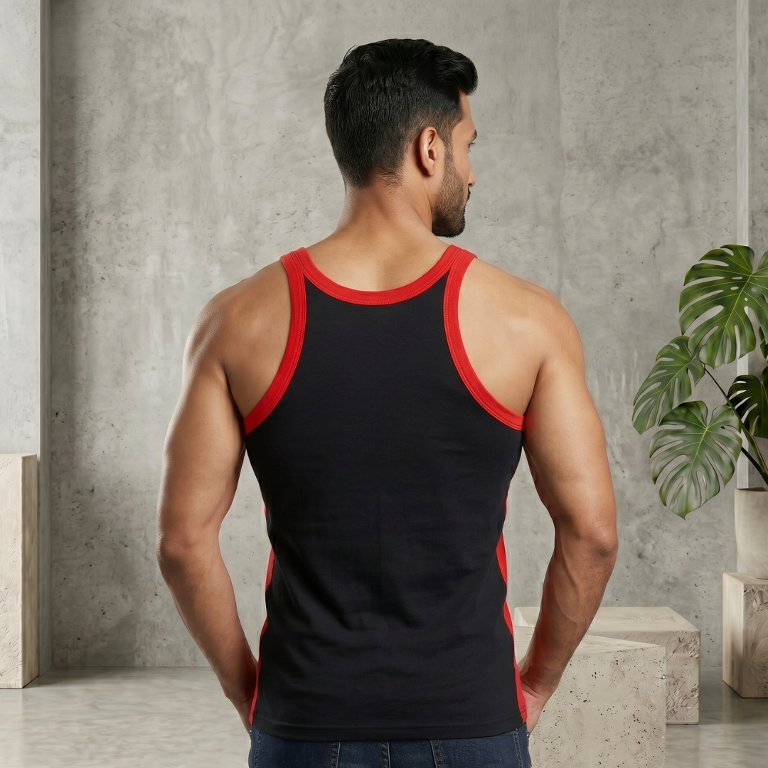 Cotton-Rich Round Neck Design Sleeveless Vest For Men