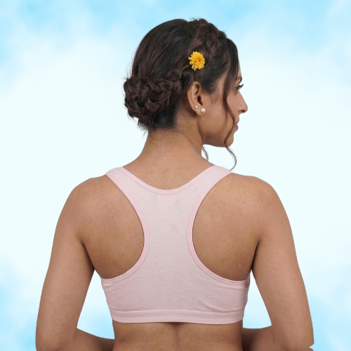 Cotton-Rich Full Coverage Solid Sports Bra For Women