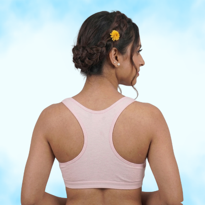 Cotton-Rich Full Coverage Solid Sports Bra For Women