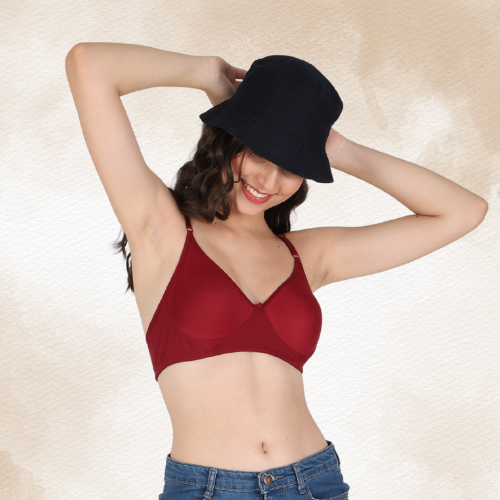 Cotton-Rich Full Coverage Double Layered T-Shirt Bra For Women