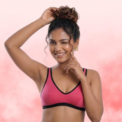 Cotton-Rich Full Coverage Solid Sports Bra For Women