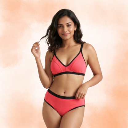 Cotton-Rich Full Coverage Everyday Lingerie Set For Women