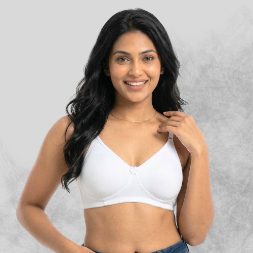 Cotton Rich Full Coverage Solid Double Layered T-Shirt Bra For Women