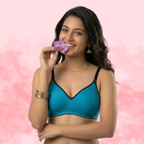 Cotton-Rich Full Coverage Solid T-Shirt Bra For Women