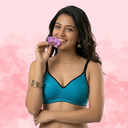 Cotton-Rich Full Coverage Solid T-Shirt Bra For Women