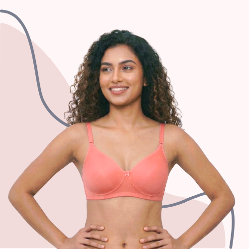 Cotton-Rich Full Coverage Solid Lightly Padded Bra For Women