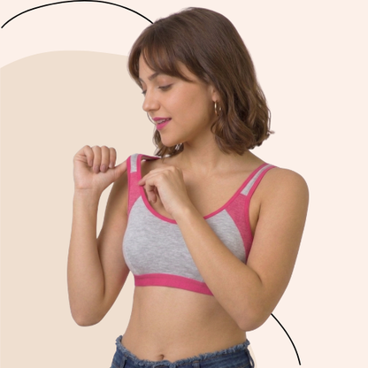 Cotton-Rich Full Coverage Solid Sports Bra For Women