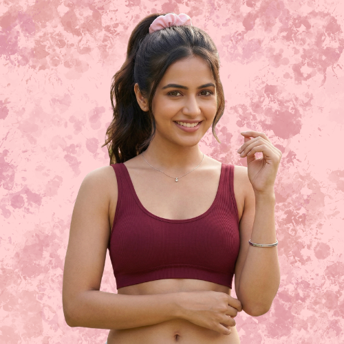 Spandex Full Coverage Solid Non-Padded Sports Bra For Women