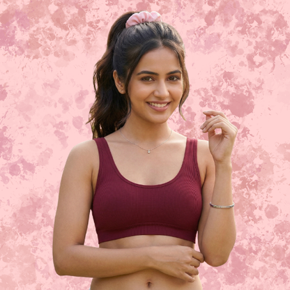 Spandex Full Coverage Solid Non-Padded Sports Bra For Women