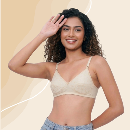Cotton-Rich Full Coverage Solid Lightly Padded Bra For Women