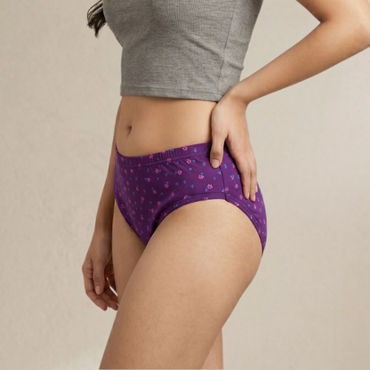 Cotton-Rich Mid-Waist Printed Hipster Panty For Women