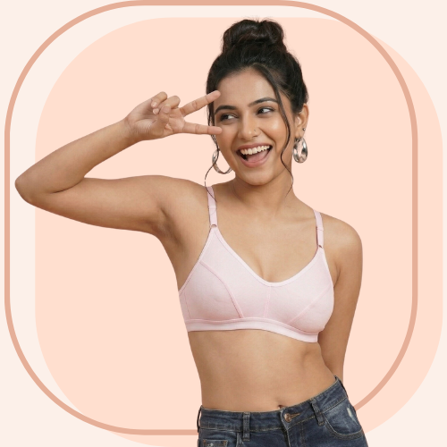Cotton-Rich Full Coverage Solid Sports Bra For Women