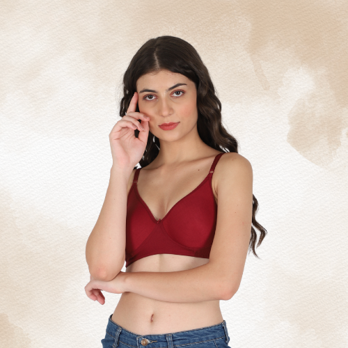 Cotton-Rich Full Coverage Double Layered T-Shirt Bra For Women