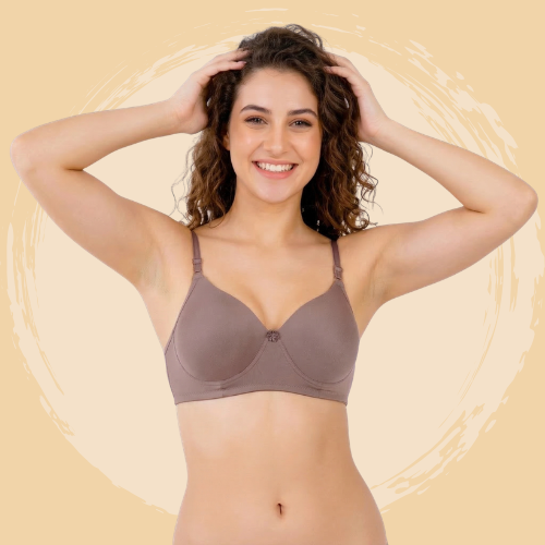 Cotton-Rich Full Coverage Solid Padded Bra For Women