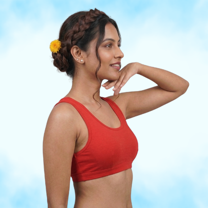 Cotton-Rich Full Coverage Solid Sports Bra For Women