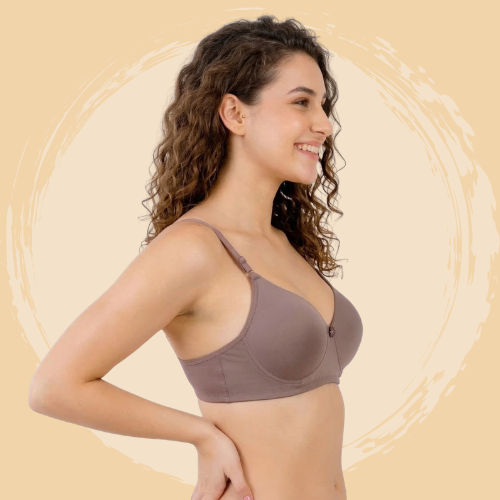 Cotton-Rich Full Coverage Solid Padded Bra For Women