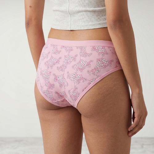 Cotton-Rich Mid-Waist Printed Brief Panty For Women