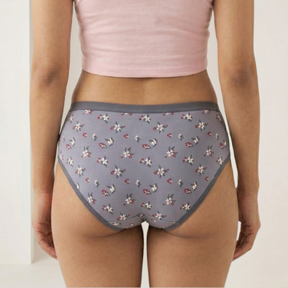 Lycra Mid-Waist Printed Brief Panty For Women