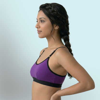 Cotton-Rich Full Coverage Solid Sports Bra For Women