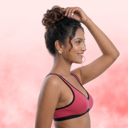 Cotton-Rich Full Coverage Solid Sports Bra For Women