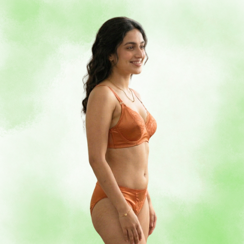 Satin Full Coverage Lace Lingerie Set For Women