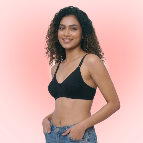 Cotton-Rich Full Coverage Solid Lightly Padded Bra For Women