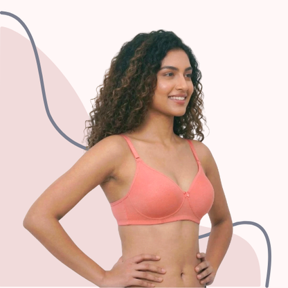 Cotton-Rich Full Coverage Solid Lightly Padded Bra For Women