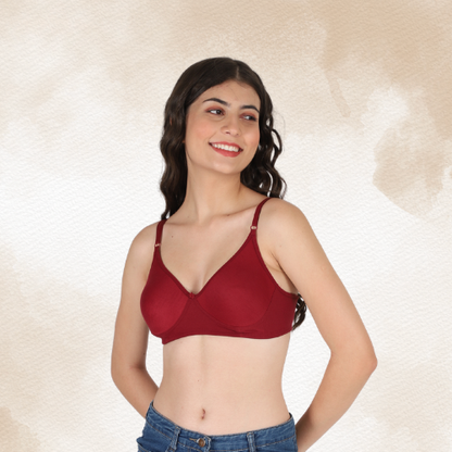 Cotton-Rich Full Coverage Double Layered T-Shirt Bra For Women