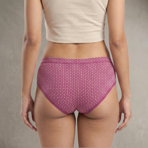 Cotton-Rich Mid-Waist Printed Brief Panty For Women