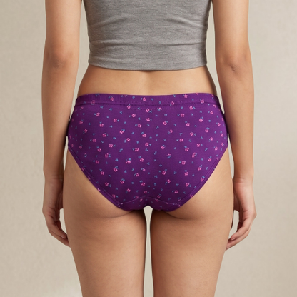 Cotton-Rich Mid-Waist Printed Hipster Panty For Women