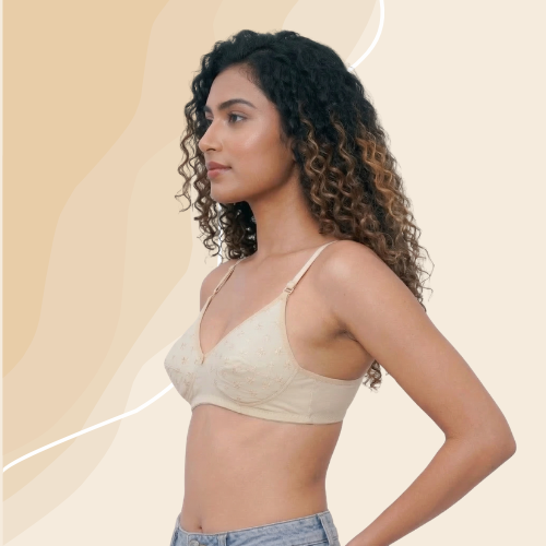 Cotton-Rich Full Coverage Solid Lightly Padded Bra For Women
