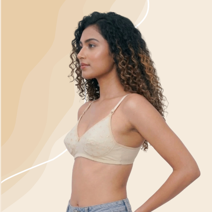 Cotton-Rich Full Coverage Solid Lightly Padded Bra For Women