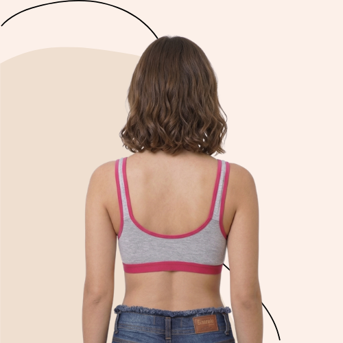 Cotton-Rich Full Coverage Solid Sports Bra For Women
