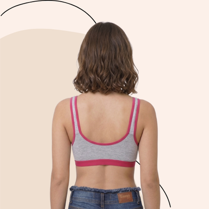 Cotton-Rich Full Coverage Solid Sports Bra For Women