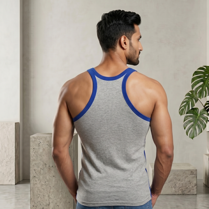 Cotton-Rich Round Neck Design Sleeveless Vest For Men