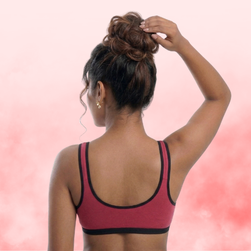 Cotton-Rich Full Coverage Solid Sports Bra For Women