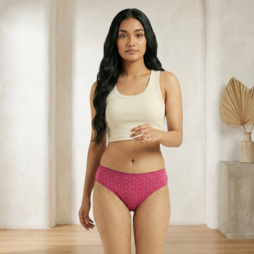 Cotton-Rich Mid-Waist Printed Hipster Panty for Women