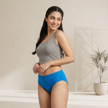 Cotton-Rich Mid-Waist Printed Hipster Panty For Women