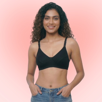 Cotton-Rich Full Coverage Solid Lightly Padded Bra For Women