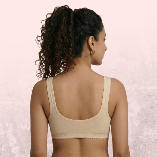 Cotton-Rich Full Coverage Solid Sports Bra For Women