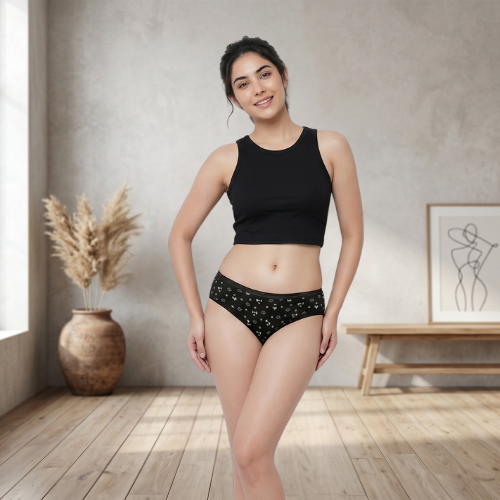 Cotton-Rich Low-Waist Printed Hipster Panty For Women