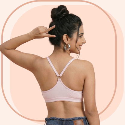 Cotton-Rich Full Coverage Solid Sports Bra For Women