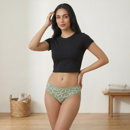 Cotton-Rich Mid-Waist Printed Hipster Panty For Women
